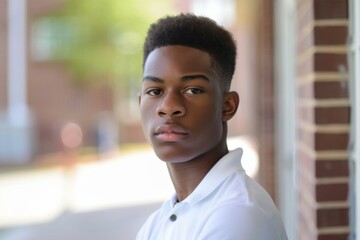 Fototapeta premium Portrait of a high school African American male student