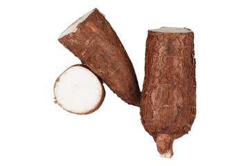 Cuts of cassava roots isolated transparent