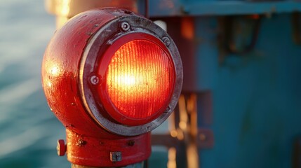 Close up of a red marine warning beacon