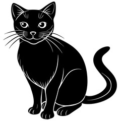 Cat Silhouette Vector on White Background