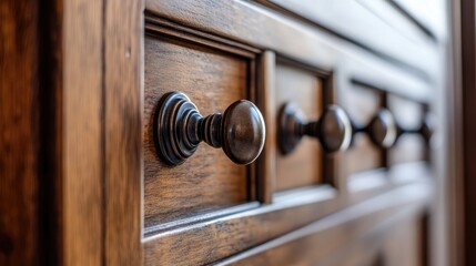 Close up view of knobs on kitchen cabinet doors