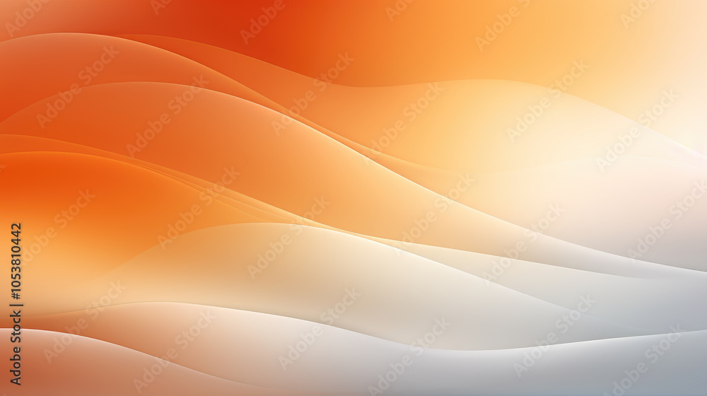 Poster an abstract design featuring vibrant orange waves intertwined with white tones, creating a warm and 