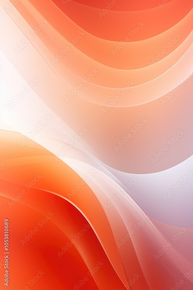 Poster an engaging art piece featuring abstract curves in orange and white, echoing fluid motion and creati