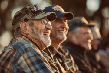 Fototapeta premium A group of veterans sharing a laugh and camaraderie
