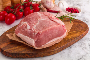 Raw pork meat piece for cooking