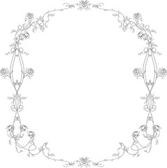 Obraz premium Rose garden illustration in Fine line art 