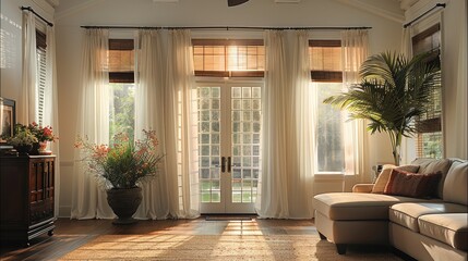 Fototapeta premium Home Decorators, Ceiling Fan, Flooring, Blinds, Rugs.