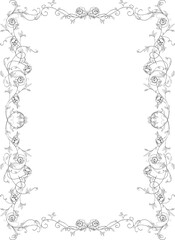 Fototapeta premium Rose garden illustration in Fine line art 