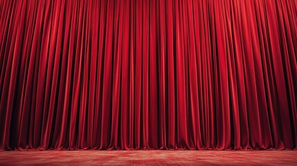 Red stage curtains in a theater mockup setting