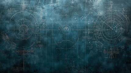 Abstract Blueprint with Geometric Elements