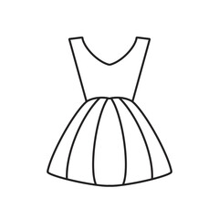 Outline doodle dress illustration concept of woman fashion, year end sale, casual clothes, formal wear or to be decoration symbol, icon, element vector in graphic work.