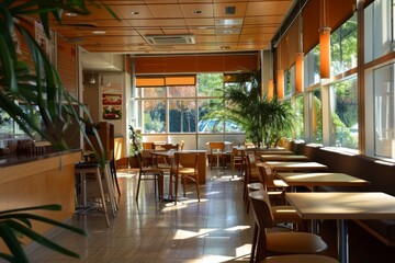 Interior of a modern empty cafe