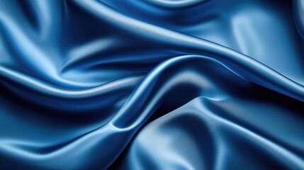 Fototapeta premium Blue silk backdrop featuring folds Abstract texture highlighting a rippled satin surface