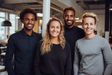 Fototapeta premium Smiling portrait of a diverse group of business people in office