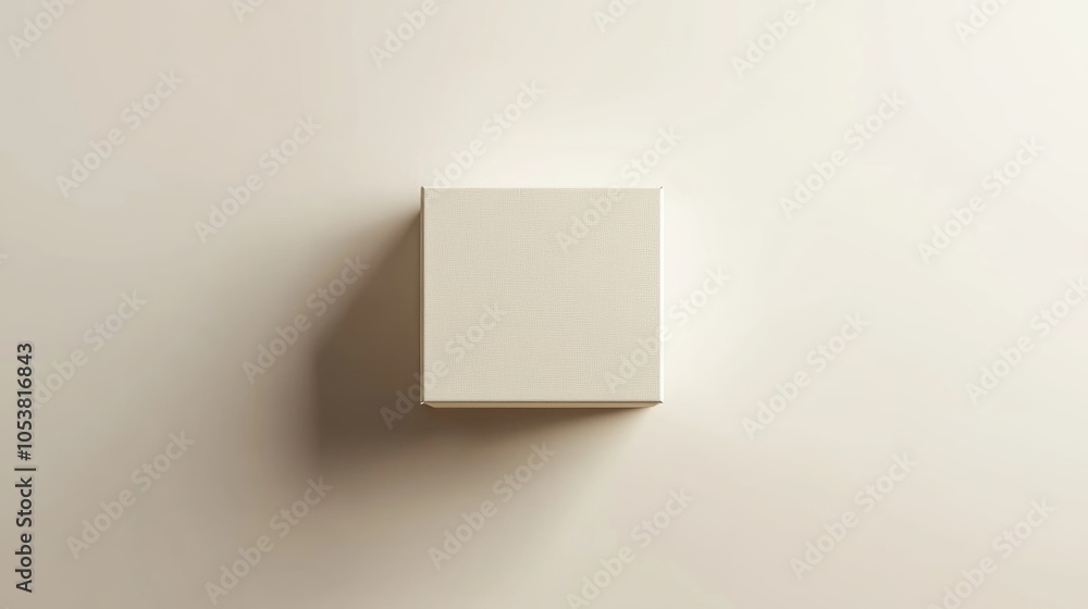 Poster White box mockup for a banner featuring a small cardboard box with a closed lid set against a light backdrop viewed from above