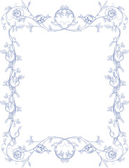 Rose garden illustration in Fine line art  chinoiserie style