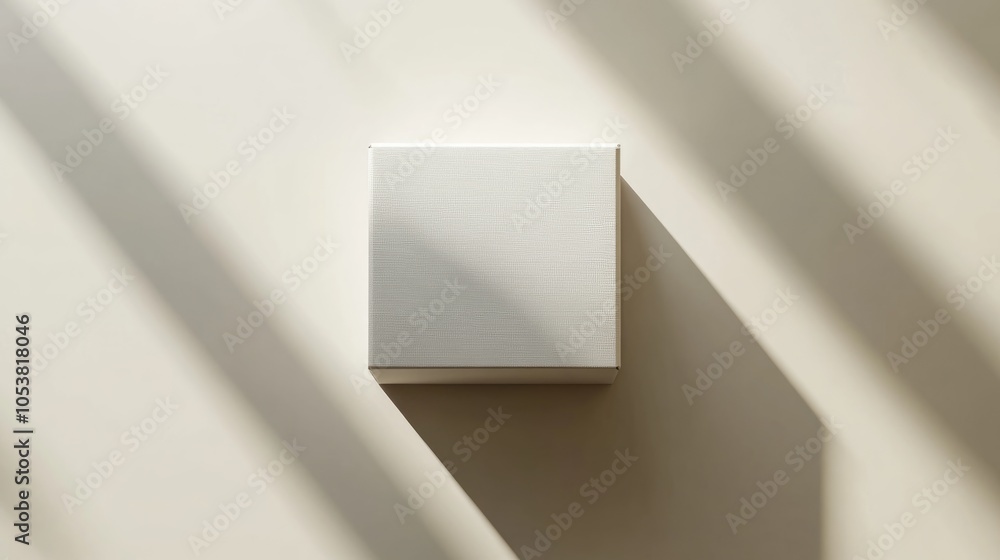 Poster White box mockup for a banner featuring a small cardboard box with a closed lid set against a light backdrop viewed from above