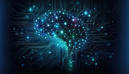 Obraz premium Abstract High-Quality Digital Illustration of Machine Learning - Futuristic Neural Networks, AI Algorithms, Data Analytics, and Advanced Technology Visualization