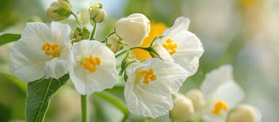 Solanum Furcatum White Flowers With Yellow Seeds Beautiful Close Up Shot