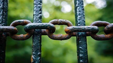 Iron Chain On Iron Railing