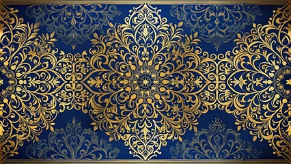Reflected luxurious pattern in gold and blue