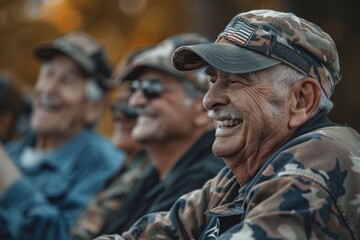 Fototapeta premium A group of veterans sharing a laugh and camaraderie