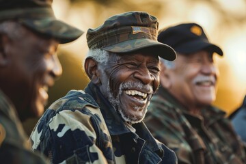 Fototapeta premium A group of veterans sharing a laugh and camaraderie