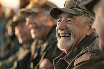 Obraz premium A group of veterans sharing a laugh and camaraderie