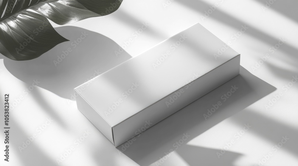 Poster White box mockup for a banner featuring a small cardboard box with a closed lid set against a light backdrop viewed from above
