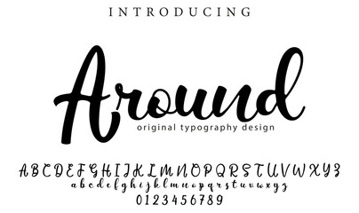 Around Font Stylish brush painted an uppercase vector letters, alphabet, typeface