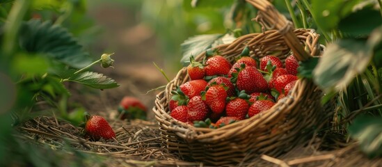 Strawberry On Wicker Bag Outdoor
