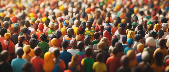 Obraz premium A crowd of people are gathered together in a public space