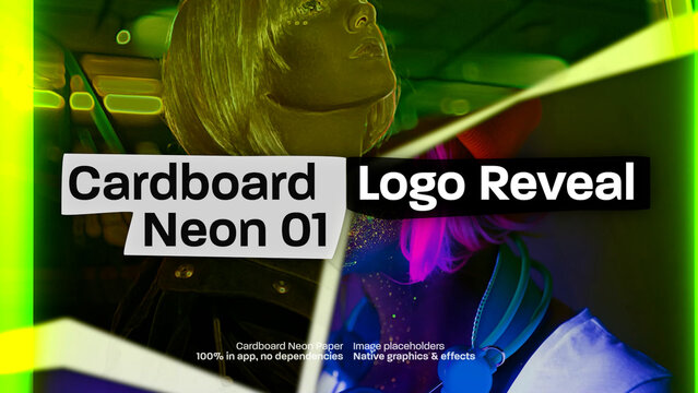 Cardboard Image Logo Reveal 01, Cyberpunk Neon Paper Effect Intro Opener