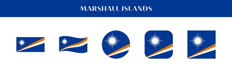 Obraz premium Set of Marshall Islands national flag icons in various styles on transparent background