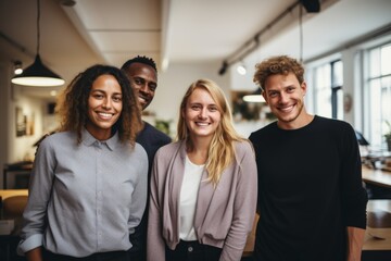 Fototapeta premium Smiling portrait of a diverse group of business people in office