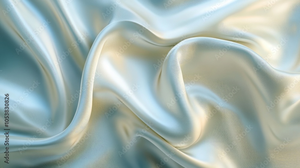 Poster Silk satin fabric backdrop featuring an elegant wavy texture Abstract design element for creative projects