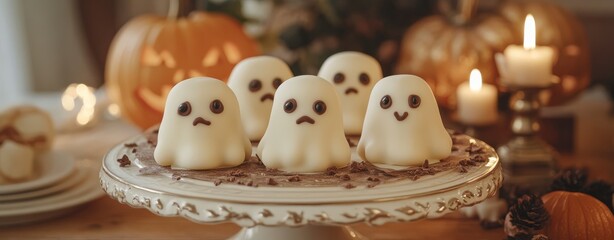 Obraz premium Cute Ghost Cake Pops for Halloween Festivities