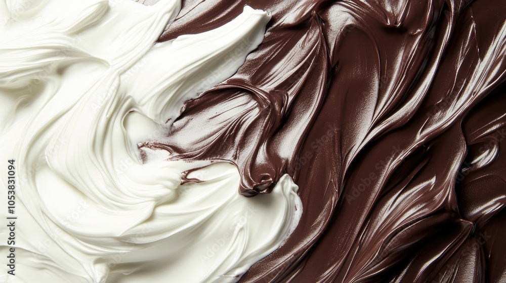 Poster chocolate and white cream texture creating an elegant sweet backdrop