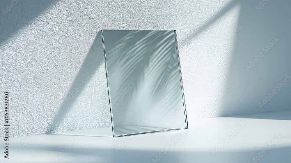Poster minimalist glass frame with beveled edges isolated on a white background