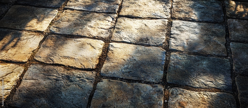 Poster grunge stone block pavement with light and shadow