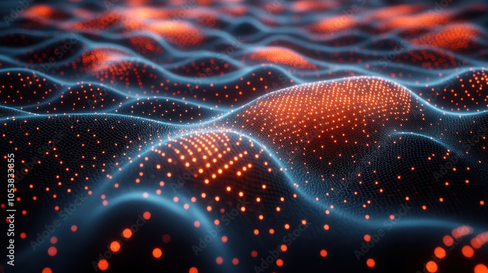 Poster Abstract visualization of waves and particles in a digital space.