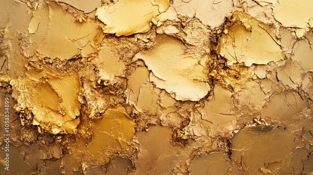 Aufkleber Textured wall featuring diverse gold hues that form an irregular surface creating an abstract backdrop
