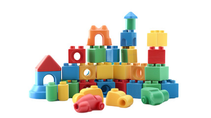 Toy Building Set isolated on transparent background, PNG  