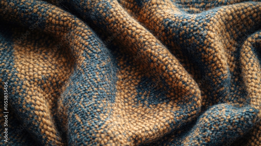 Poster Aerial perspective of a soft woolen textile texture featuring decorative patterns