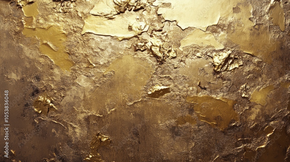 Aufkleber Textured wall featuring diverse gold hues that form an irregular surface creating an abstract backdrop