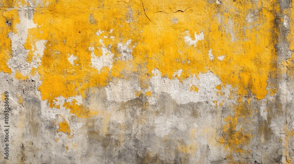 Poster horizontal grunge texture features yellow and orange hues on a cement or concrete wall creating a bl