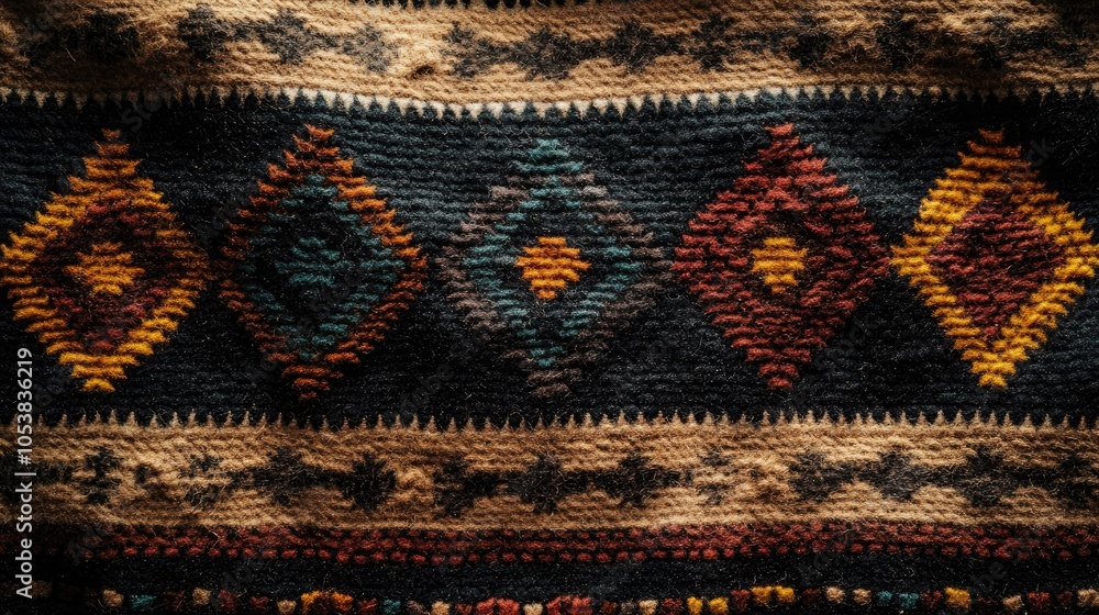Poster aerial perspective of a soft woolen textile texture featuring decorative patterns