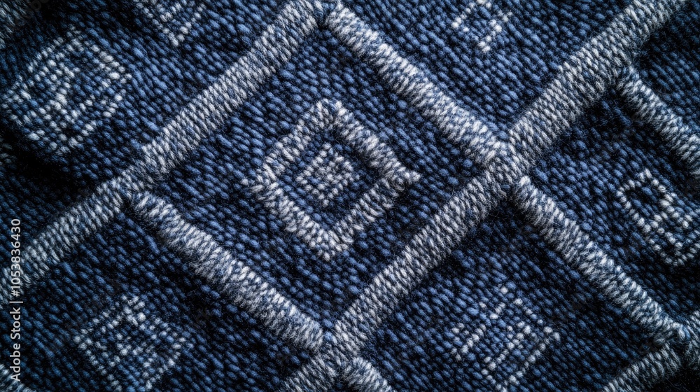 Poster aerial perspective of a soft woolen textile texture featuring decorative patterns