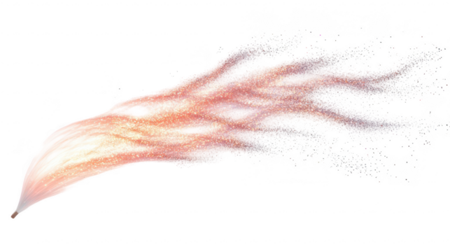 Radiant Fireworks Trails for Festive Celebration, New Year Theme, PNG File, Transparent Background