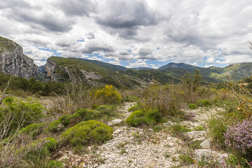 Scenic view Gorges du Verdon from Point Sublime , Grand Canyon Aiguines in Provence, France.